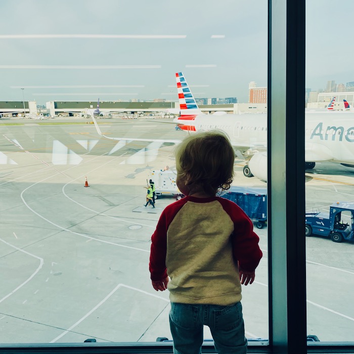 toddler at the airport