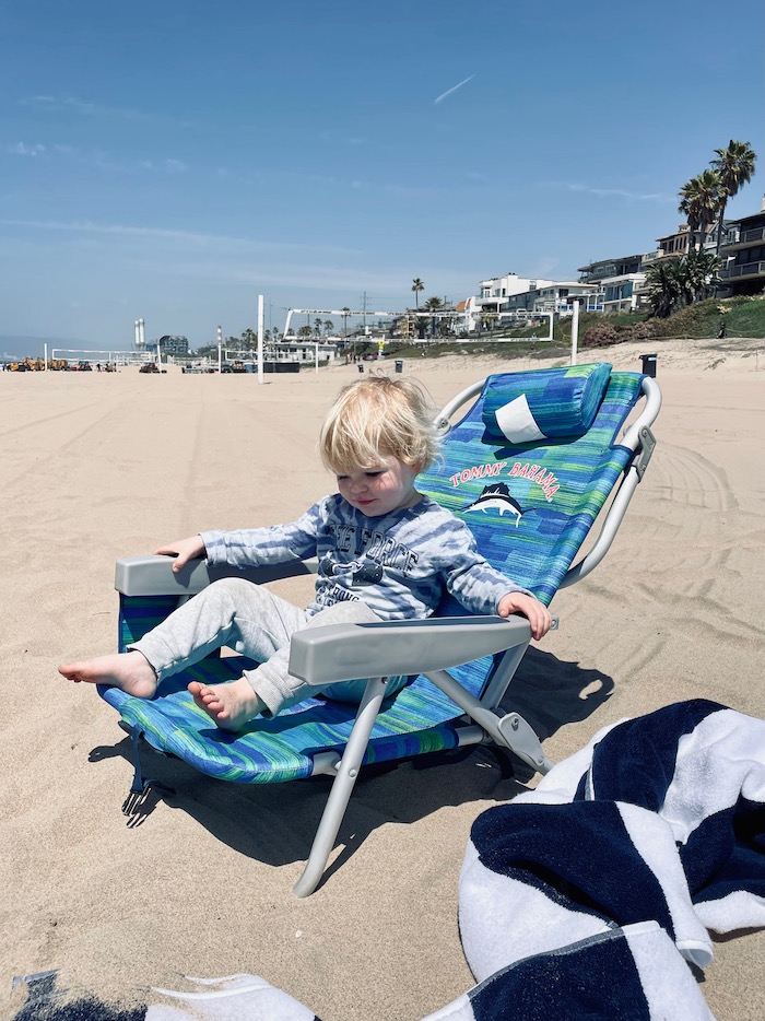 Toddler in beach chair