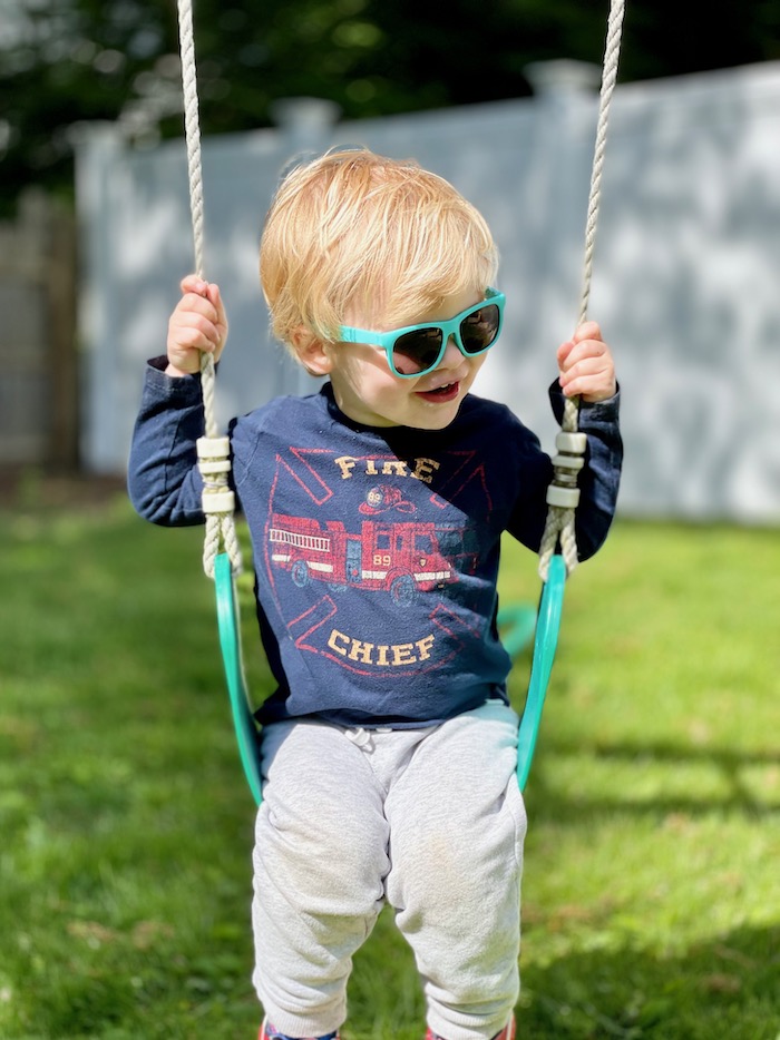 Toddler wearing sunglasses