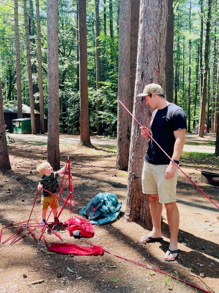 Toddler on a camping trip