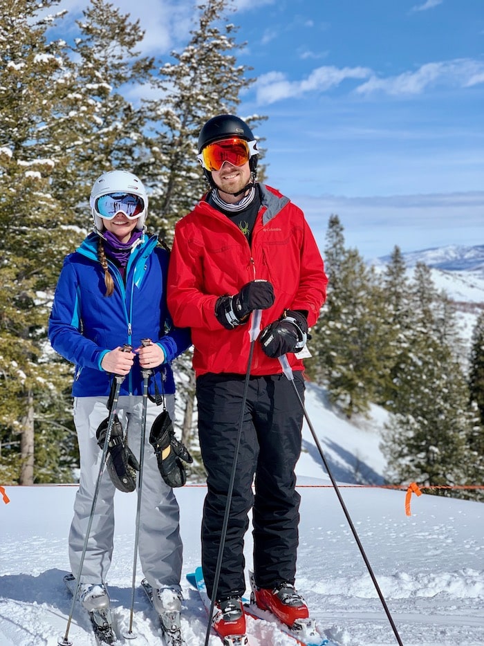 Mom and dad on skis