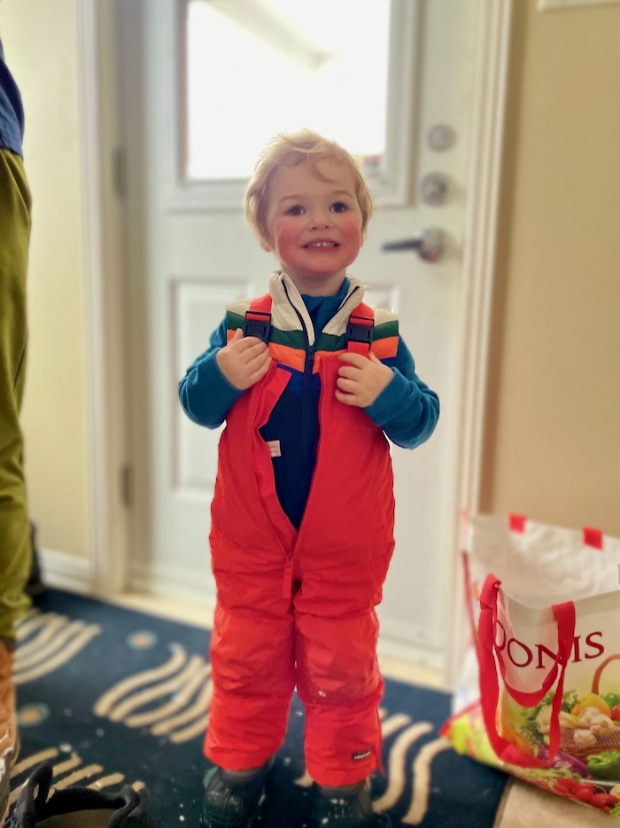 Toddler in snow gear