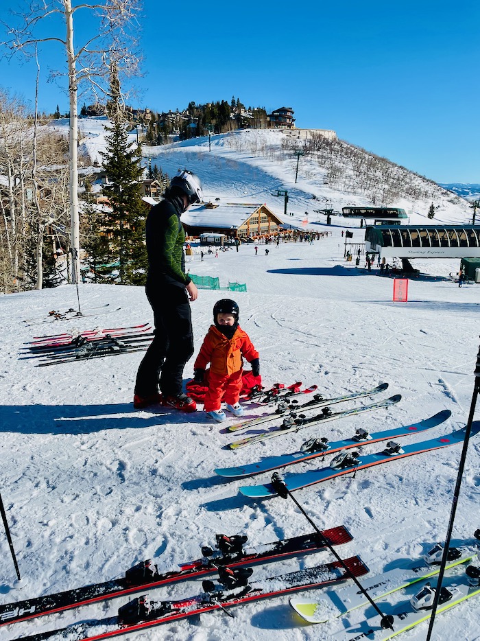 Toddler in ski gear